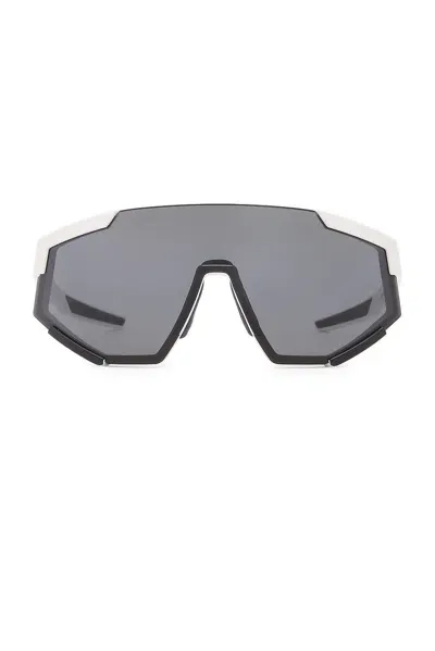 Prada Linea Rossa Shield Sunglasses In White Rubber