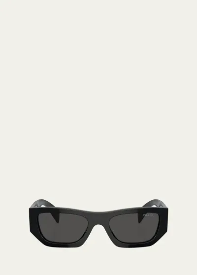 Prada Logo Acetate Cat-eye Sunglasses In Black