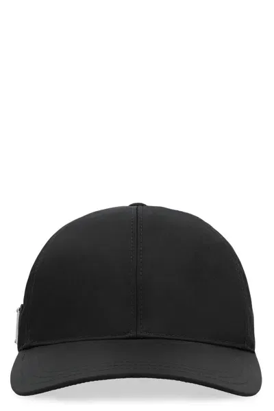 Prada Logo Baseball Cap In Black