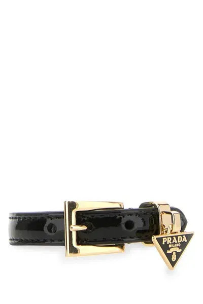 Prada Logo Plaque Buckle Bracelet In Black