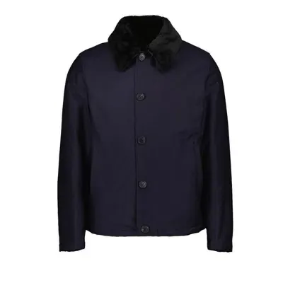 Prada Long Sleeved Blouson Jacket In Blue