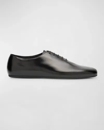 Prada Men's Analog Brushed Leather Oxfords In Black