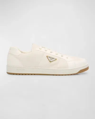 Prada Men's Downtown Napa Leather Low-top Sneakers In Avorio