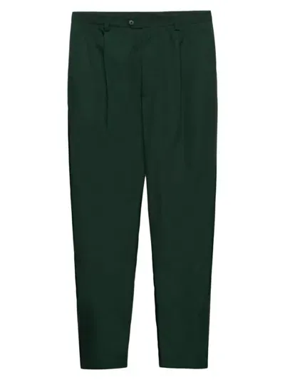 Prada Mens Green Poplin Brand-print Straight-leg Slim-fit Woven Trousers