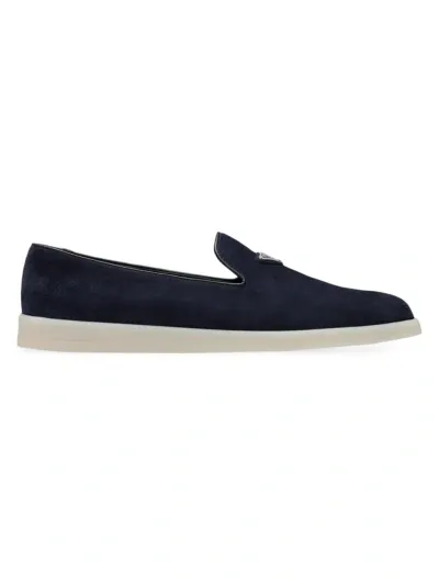 Prada Suede Calf Leather Slip-ons In Blue