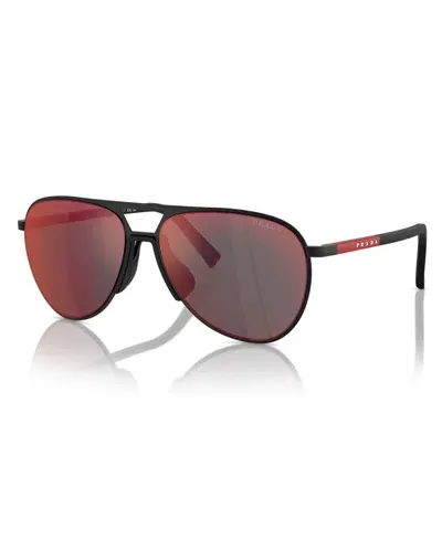 Prada Linea Rossa Man Sunglass Ps 53zs In Dark Grey Mirror Blue,red