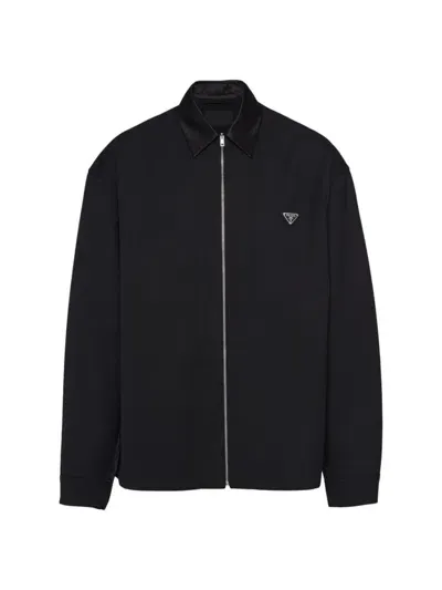 Prada Logo Patch Cardigan In Black