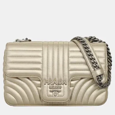 Pre-owned Prada Metallic Flap Shoulder Bag In Gold