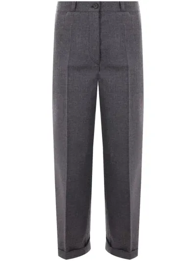 Prada Mid-rise Wool Tailored Trousers In Grey