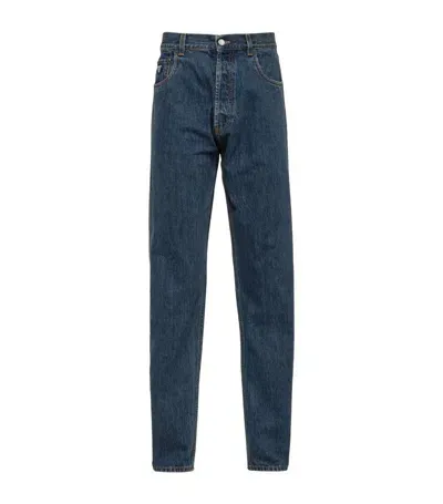 Prada Tief Sitzende Straight-leg-jeans In Blau