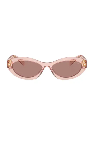 Prada Oval Sunglasses In Transparent Pink