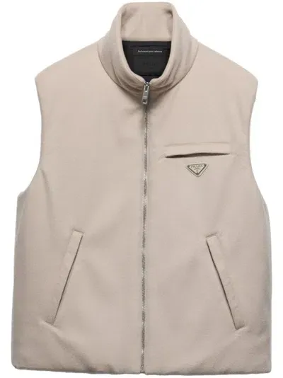 Prada Padded Cashmere Vest In Neutrals