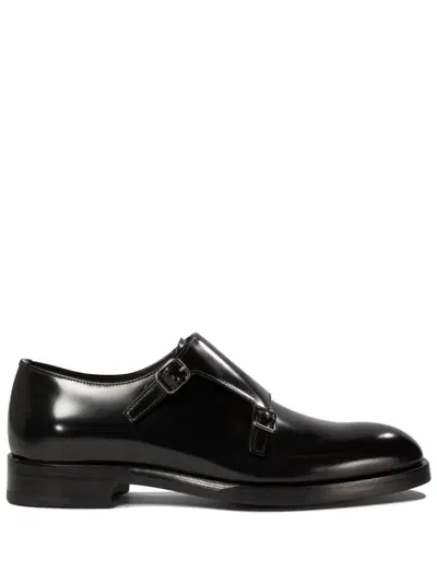 Prada Patent Monk Shoes In Black