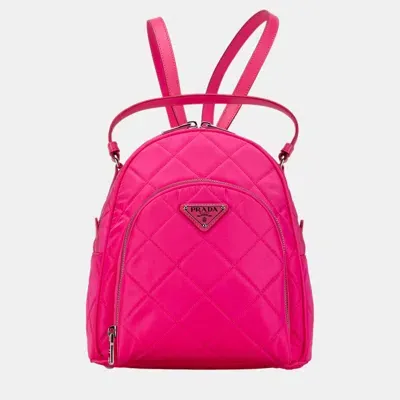 Pre-owned Prada Pink Tessuto Impuntu Backpack