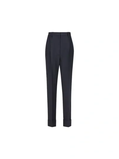 Prada Pleated Tailored Trousers In Blue