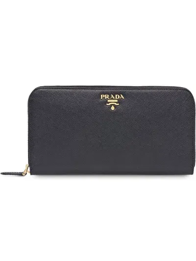 Prada Portafoglio Continental Con Zip In Nero