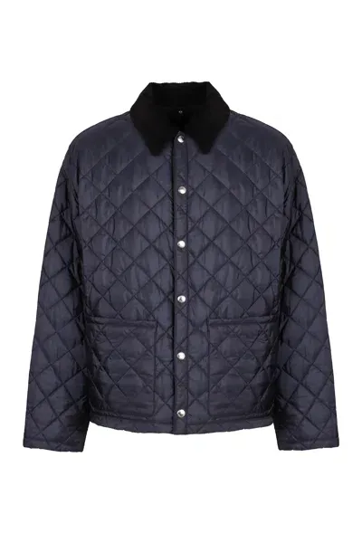 Prada Quilted Jacket With Snaps In Blue