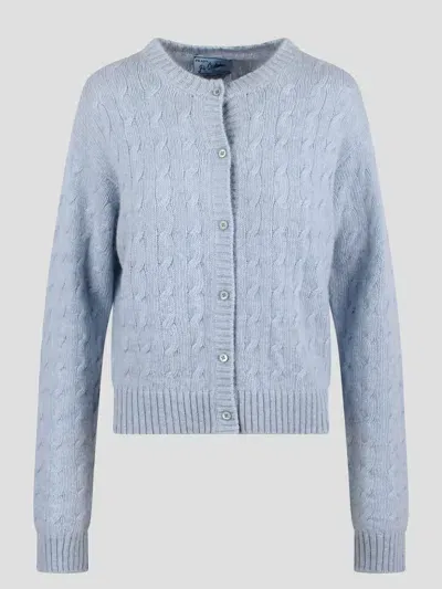 Prada Re-cashmere Cardigan In Blue