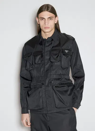 Prada Re-nylon Cargo Jacket In Black