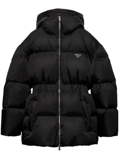 Prada Re-nylon Down Jacket In Schwarz