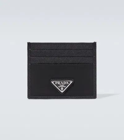 Prada Re-nylon Leather-trimmed Card Holder In Black