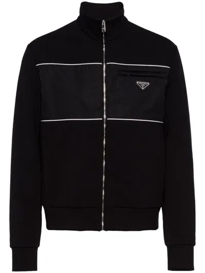 Prada Sweatshirt With Re-nylon Details In Black