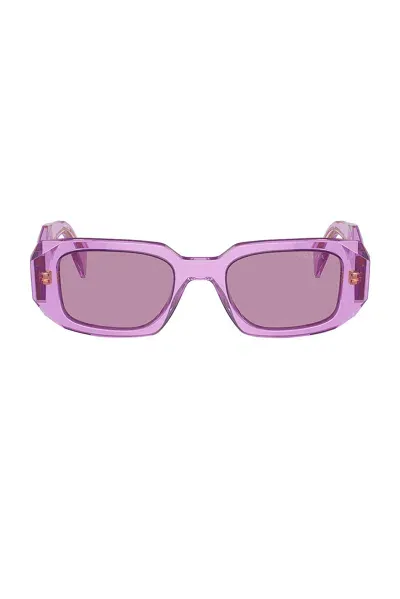 Prada Rectangle Sunglasses In Transparent Amethyst