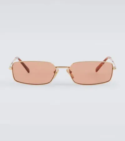 Prada Rectangular Sunglasses In Gold