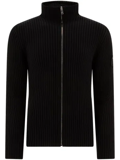 Prada Ribbed-knit Cardigan In Black