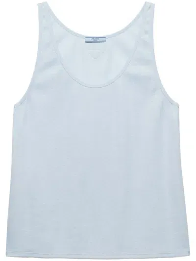 Prada Ribbed Knit Tank Top In F0m10 Astro