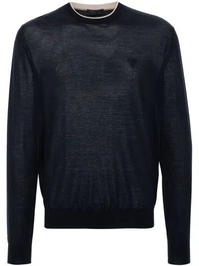 Prada Mélange-effect Cashmere Jumper In Blue