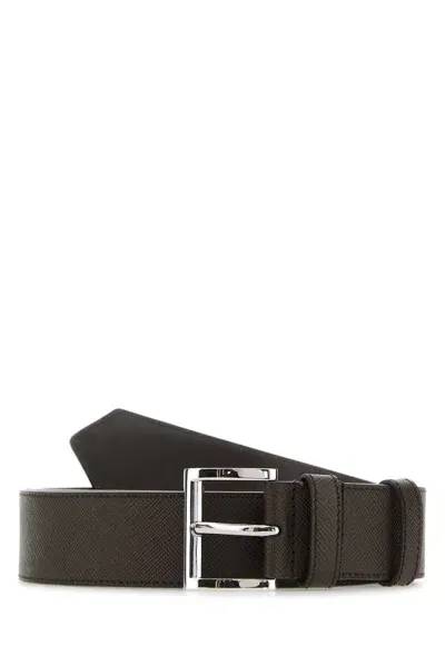 Prada Saffiano Buckle Fastened Belt In Brown