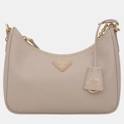 Pre-owned Prada Saffiano Leather Bag In Beige