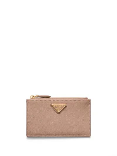 Prada Saffiano-leather Card Holder In Pink