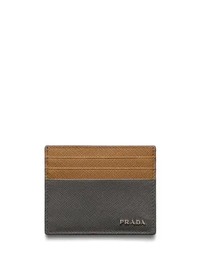 Prada Saffiano Leather Cardholder In Grau