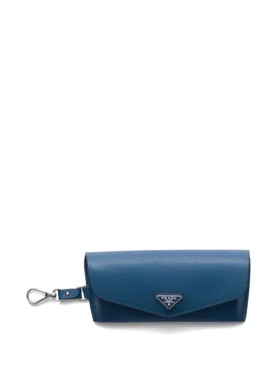 Prada Saffiano Leather Glasses Case In Blue