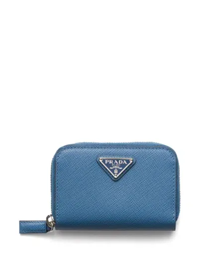 Prada Saffiano Leather Wallet In Blau