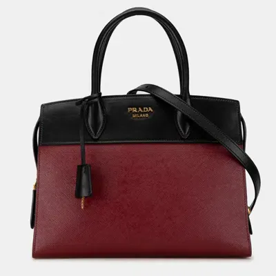 Pre-owned Prada Saffiano Lux Esplanade Tote In Red