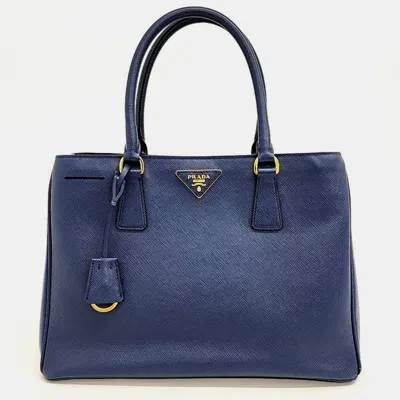 Pre-owned Prada Saffiano Lux Tote And Shoulder Bag In Blue