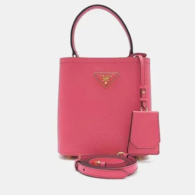 Pre-owned Prada Saffiano Pannier Tote And Shoulder Bag In Pink