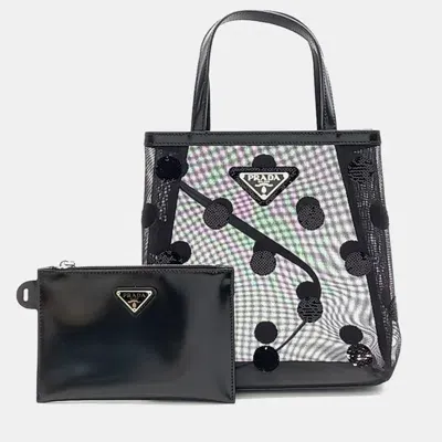 Pre-owned Prada Sequin Mesh Tote Bag In Black