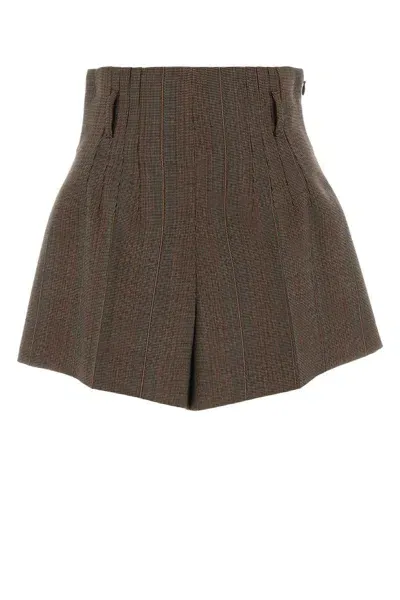 Prada High-waist Tailored Shorts In Brown