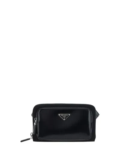 Prada Shoulder Fanny Pack In Nero