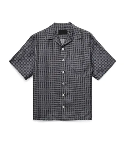 Prada Graphic-print Silk Shirt In Grey