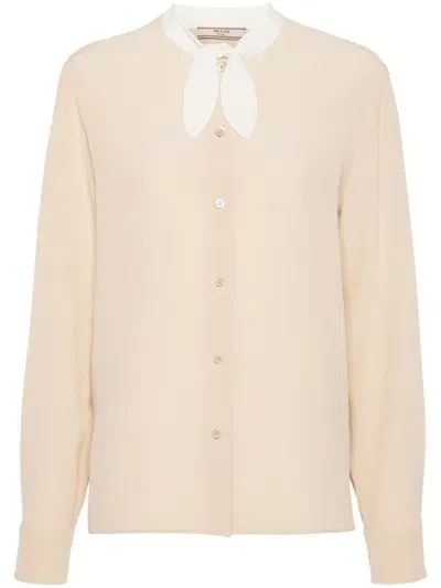 Prada Silk Shirt In Beige