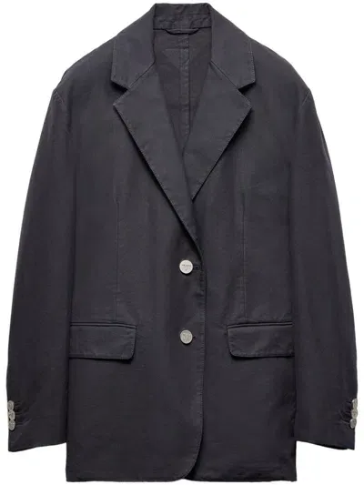 Prada Single-breasted Cotton Blazer In Blue