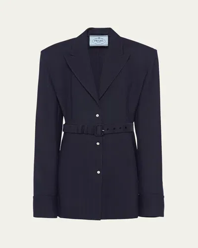 Prada Women's Single-breasted Pinstripe Wool Jacket In Blue