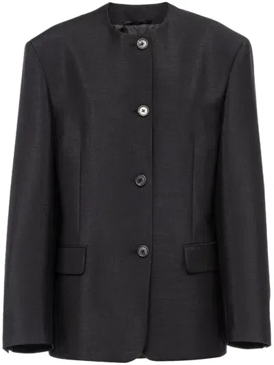 Prada Single-breasted Tailored Coat In Schwarz