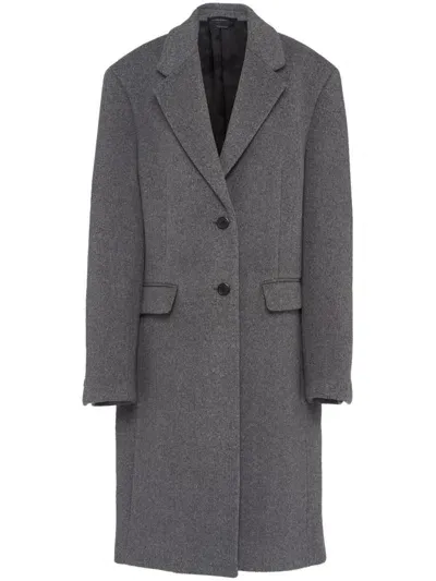 Prada Single-breasted Coat In Grey