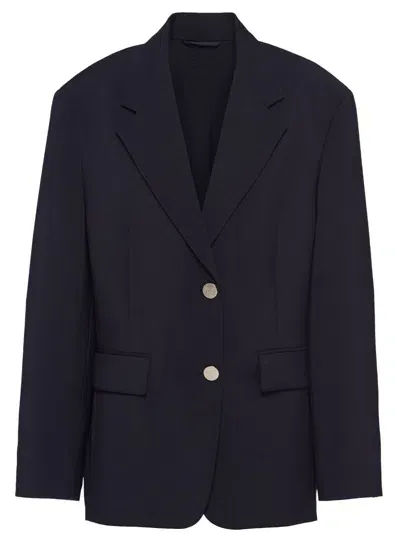 Prada Single-breasted Wool Blazer In Blue